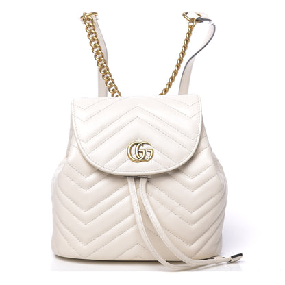 Gucci Calfskin Matelasse GG Marmont Flap Backpack White 1 of 9
