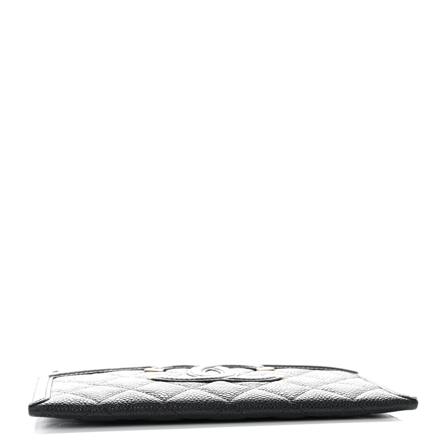 Caviar Quilted Filigree Zip Pouch Black