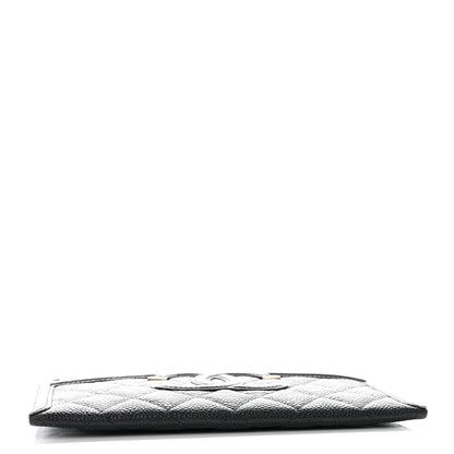 Chanel Caviar Quilted Filigree Zip Pouch Black 4 of 12