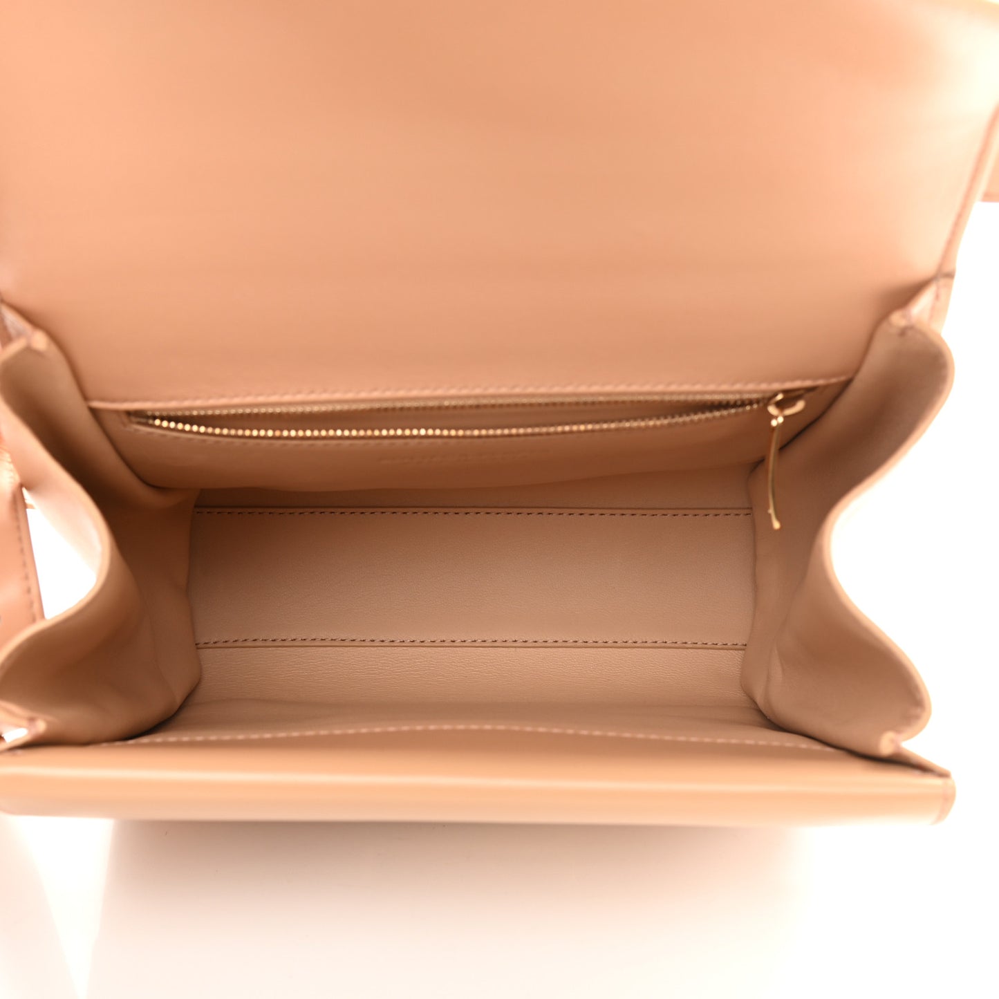 Box Calfskin Nappa Clip Bag Almond Gold