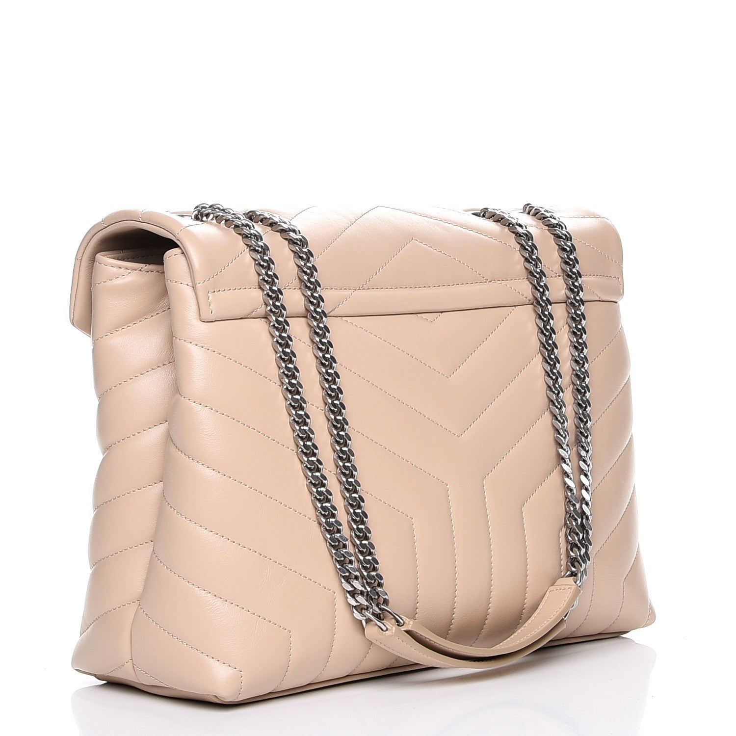 Saint Laurent Calfskin Y Quilted Monogram Medium Loulou Chain Satchel Nude Powder 4 of 8