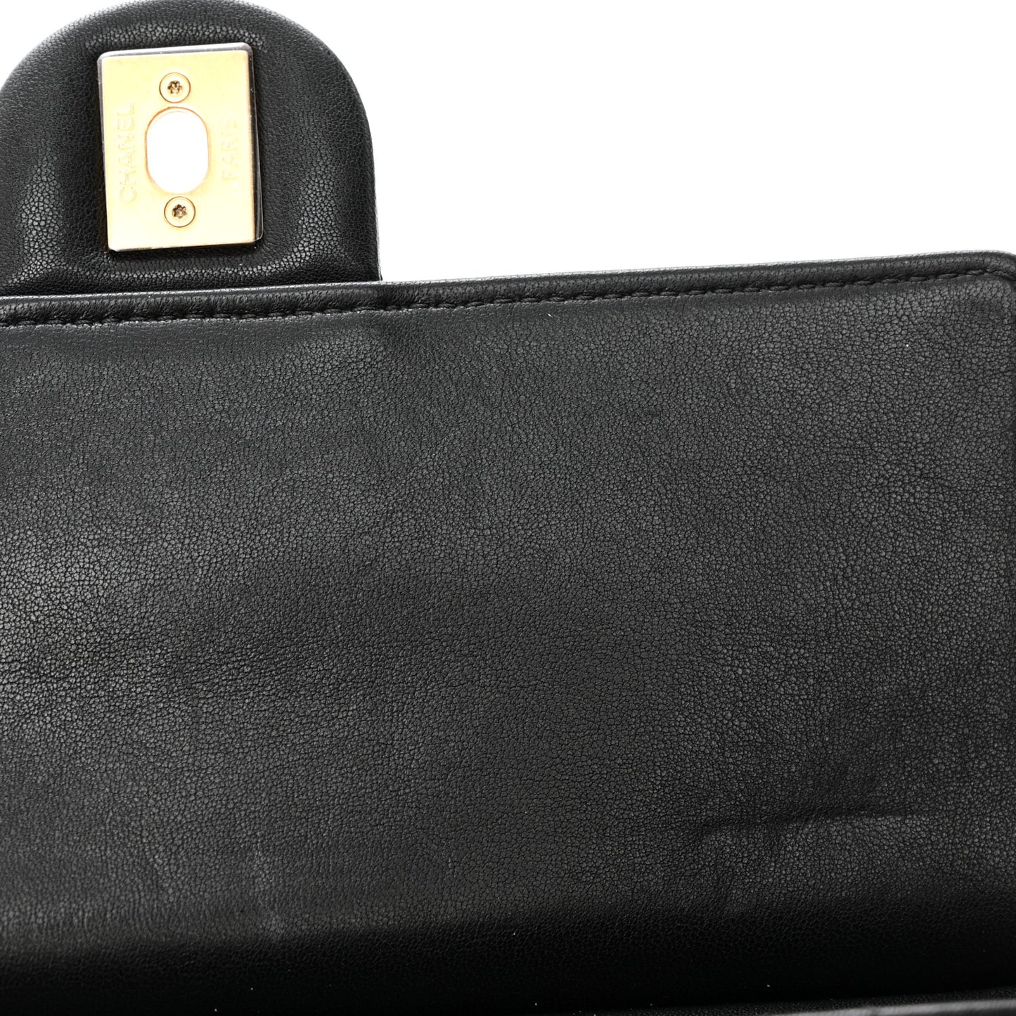 Lambskin Quilted Large Pearl Chain Flap Bag Black