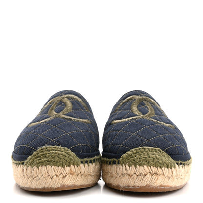 Chanel Fabric Biarritz CC Espadrilles 41 Blue Green 3 of 13