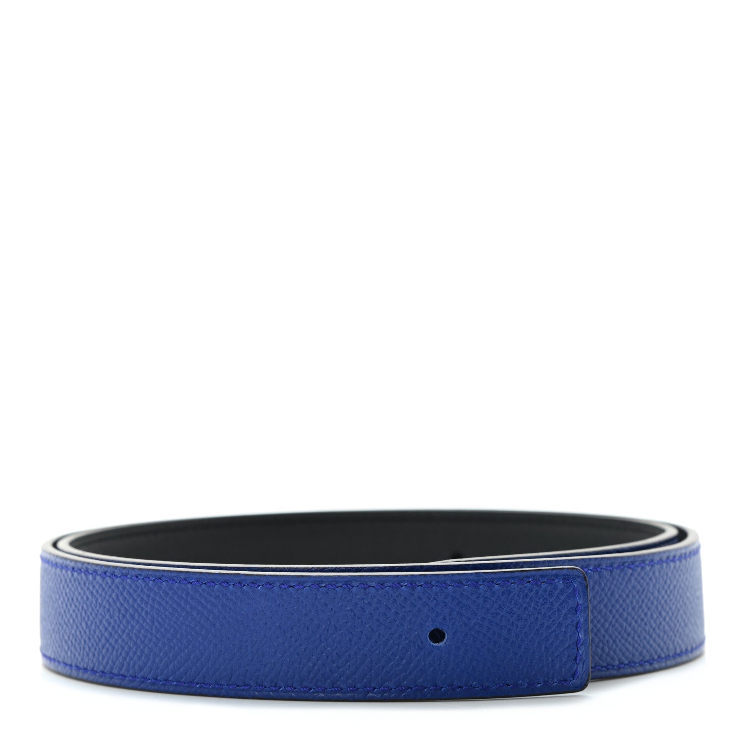 Hermes Swift Epsom 24mm Belt Strap 75 Black Bleu Electrique 1 of 6