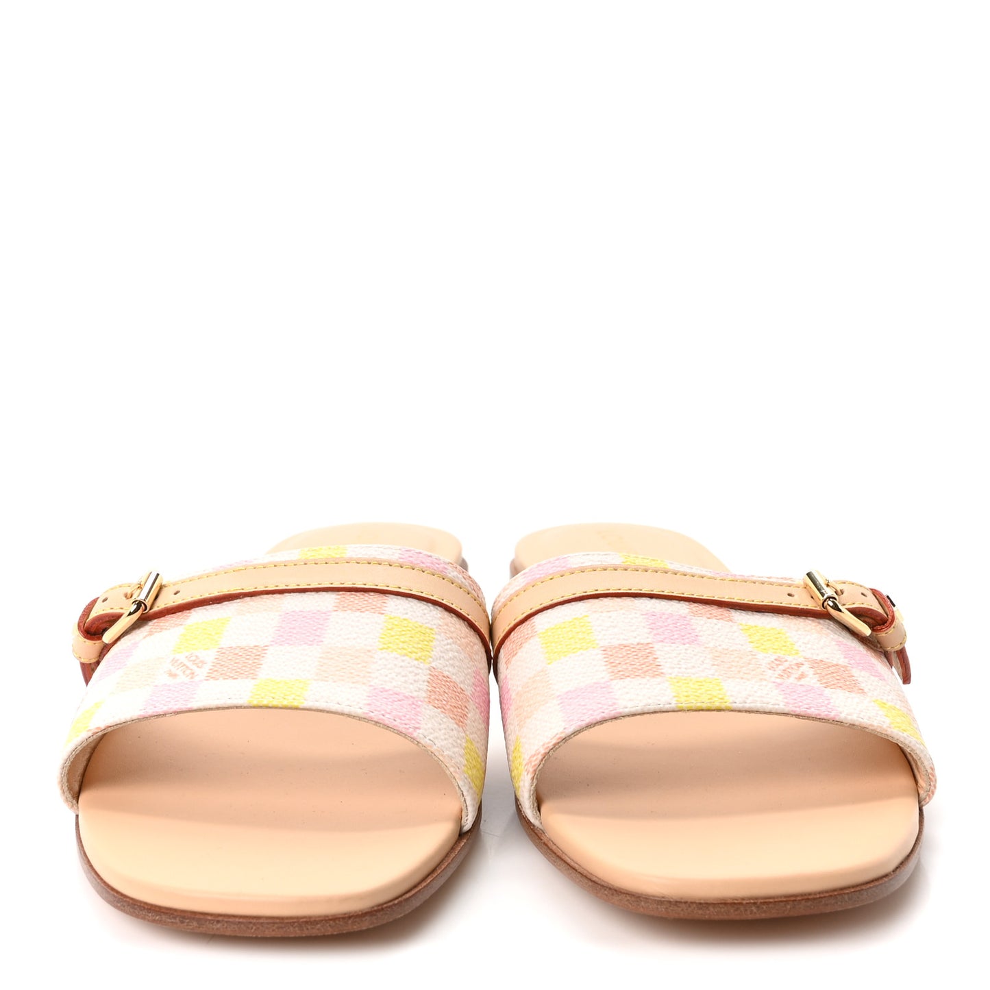 Damierlicious Neo Revival Flat Mule Sandals 38 Rose Peach