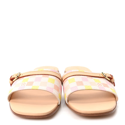 Louis Vuitton Damierlicious Neo Revival Flat Mule Sandals 38 Rose Peach 3 of 9