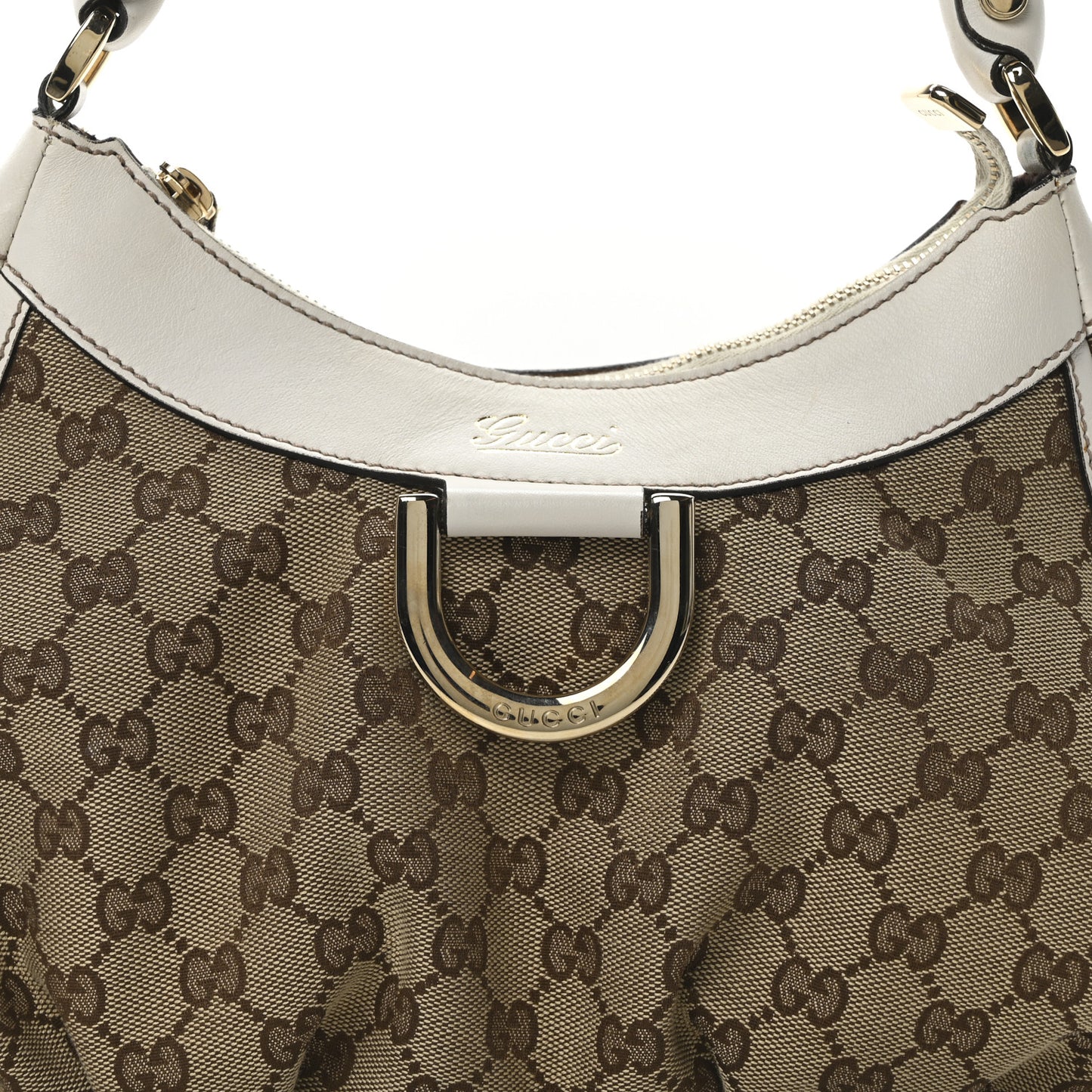 Monogram Medium D Gold Ring Hobo White