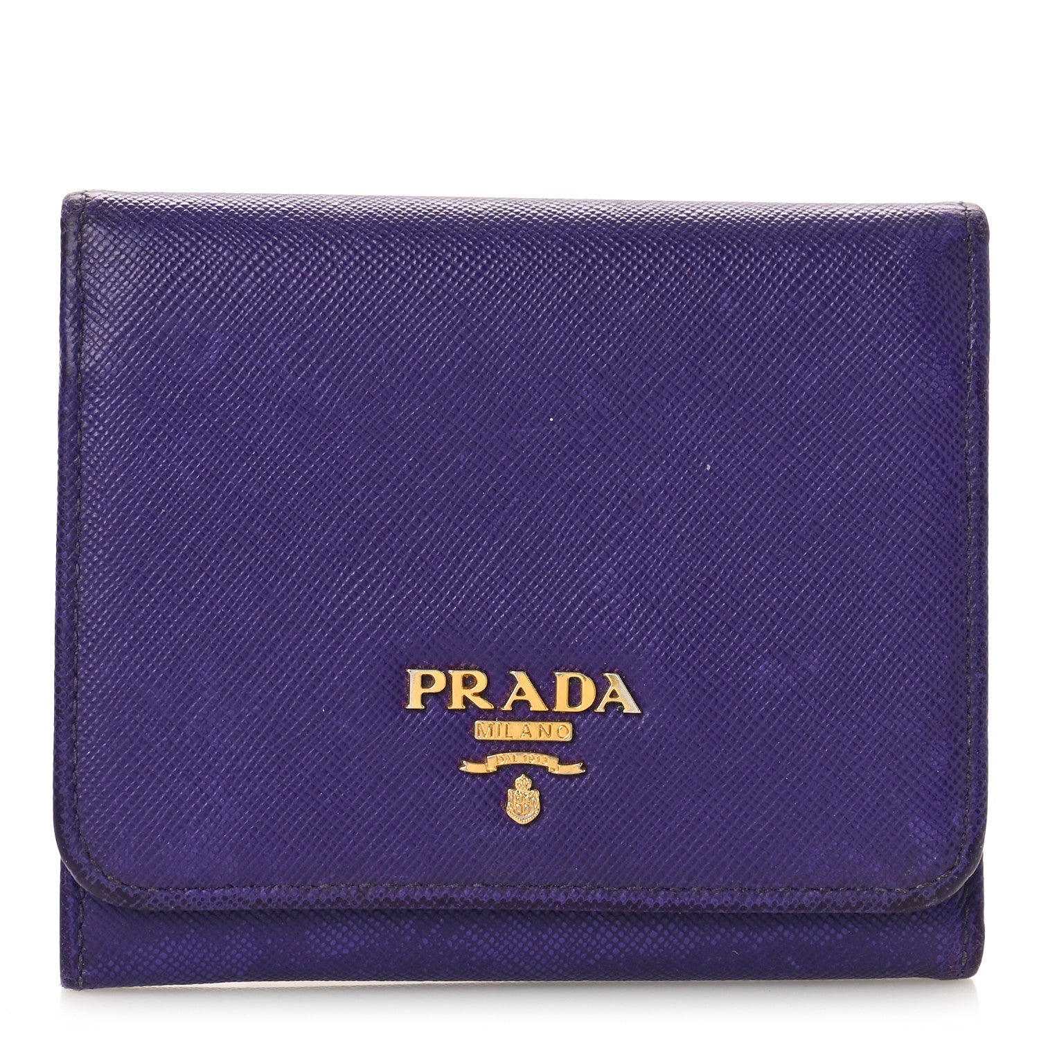 Prada Saffiano Metal Tri-Fold Compact Wallet Viola 1 of 10