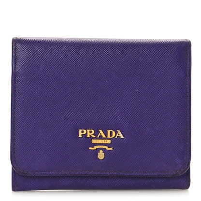 Prada Saffiano Metal Tri-Fold Compact Wallet Viola 1 of 10