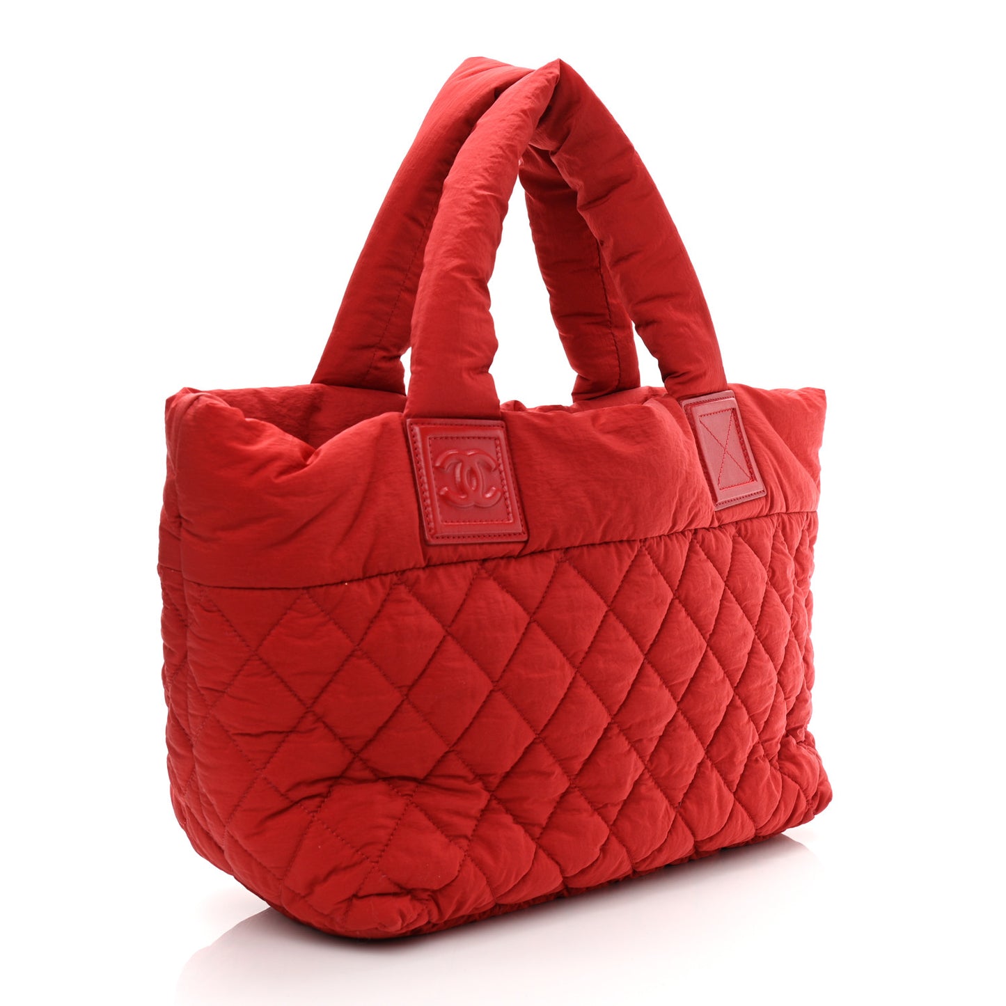 Nylon Quilted Small Coco Cocoon Tote Red