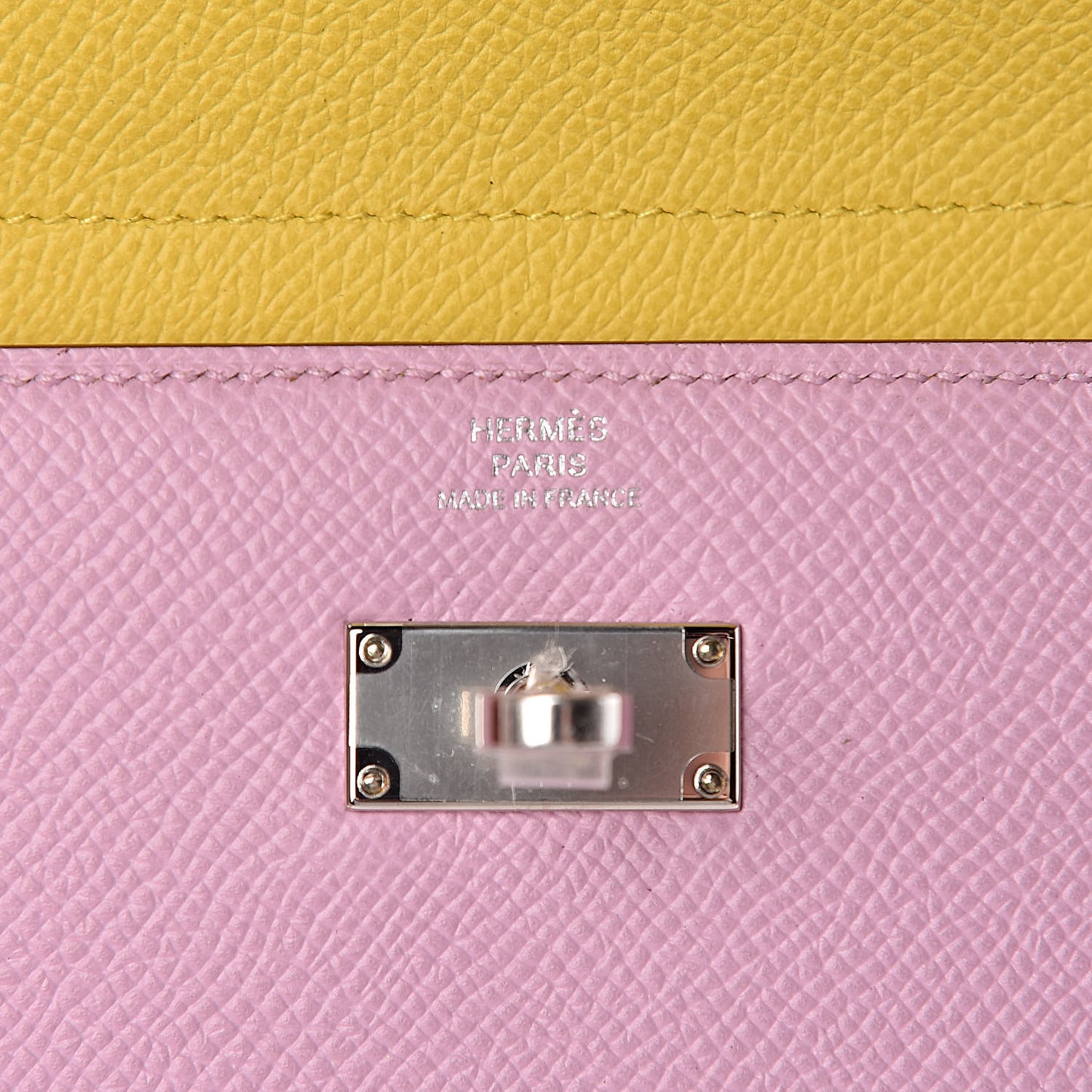 Epsom Medium Kelly Wallet Mauve Sylvestre Jaune de Naples