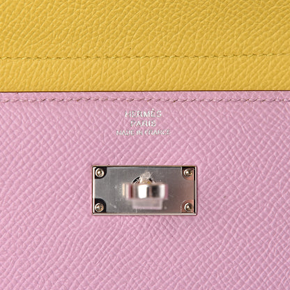Hermes Epsom Medium Kelly Wallet Mauve Sylvestre Jaune de Naples 6 of 8