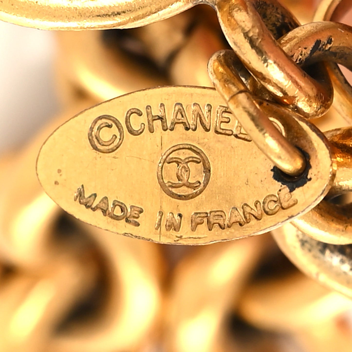 CC Medallion Long Chain Necklace Gold