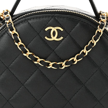 Chanel Lambskin Quilted Chic Riviera Top Handle Vanity Case Black 7 of 9