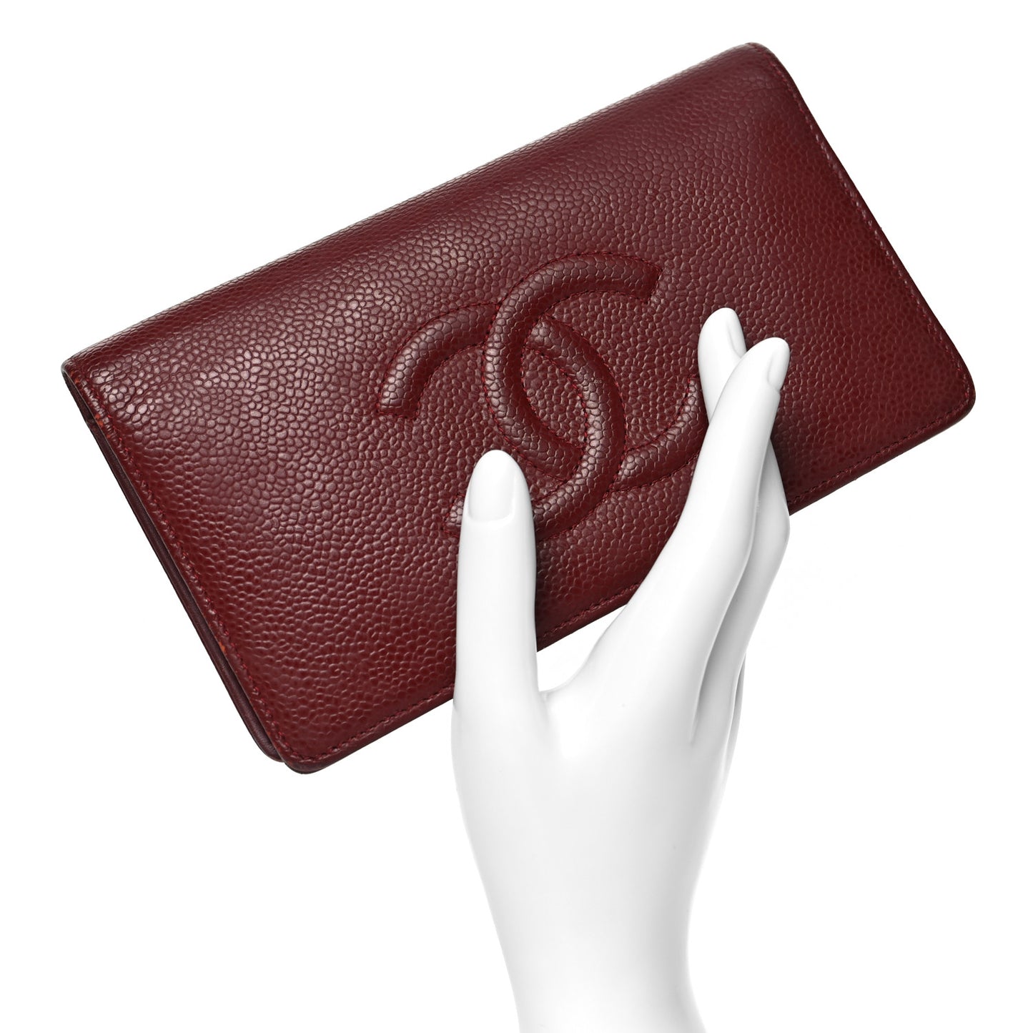 Caviar Timeless CC Yen Wallet Burgundy
