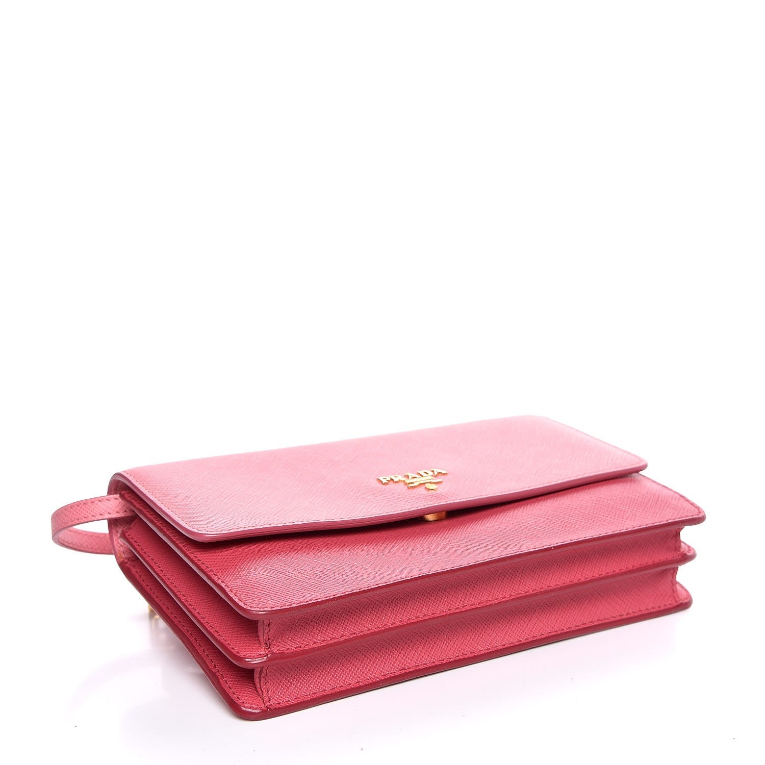 Prada Saffiano Lux Metal Flap Wallet with Strap Peonia Geranio 4 of 7