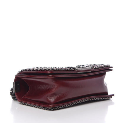 Chanel Glazed Calfskin Quilted Small Boy Chained Flap Burgundy 4 of 10