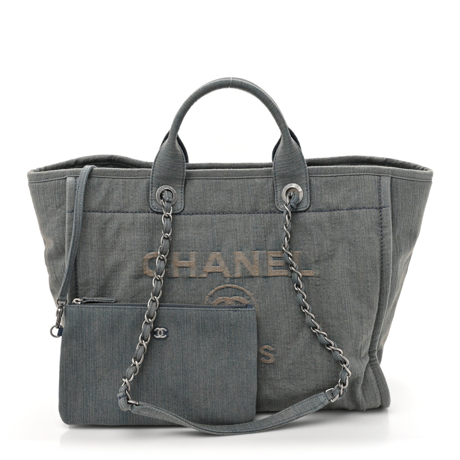Chanel Denim Medium Deauville Tote Light Blue 3 of 12