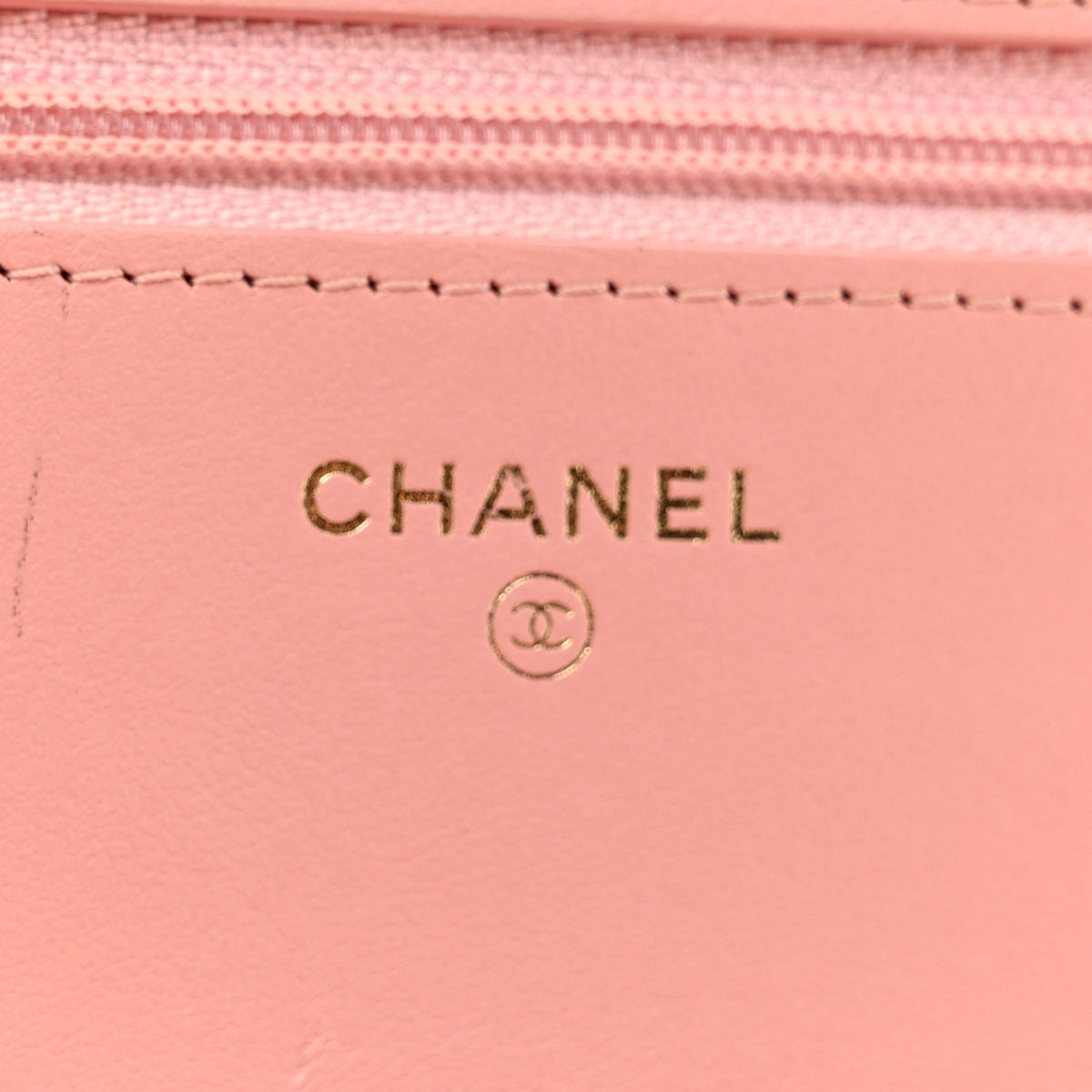 Caviar Quilted Boy Wallet On Chain WOC Pink