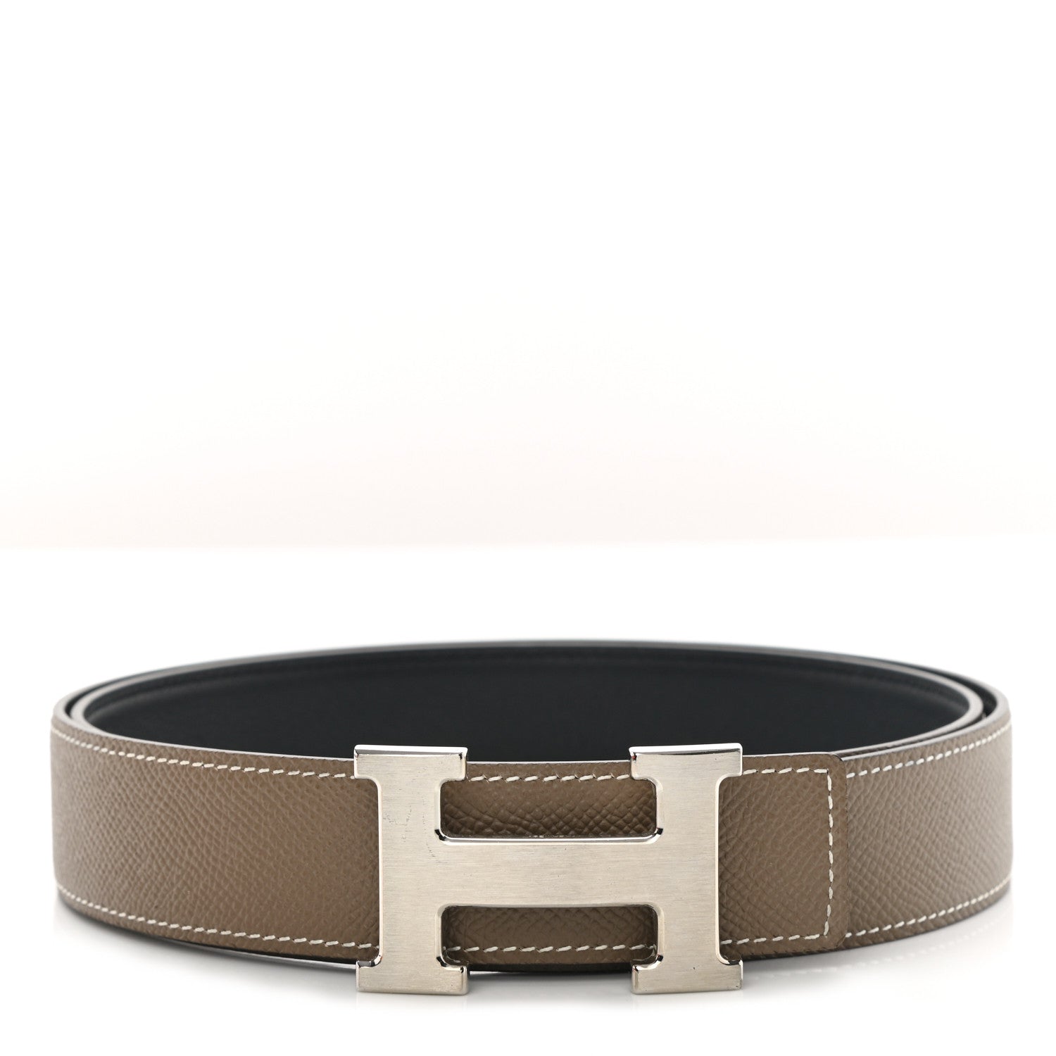 Hermes Epsom Swift 32mm H Belt 95 Etoupe Black 1 of 6