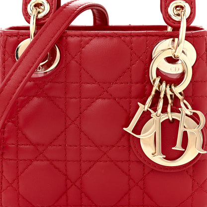 Christian Dior Lambskin Cannage Micro Lady Dior Red 8 of 10