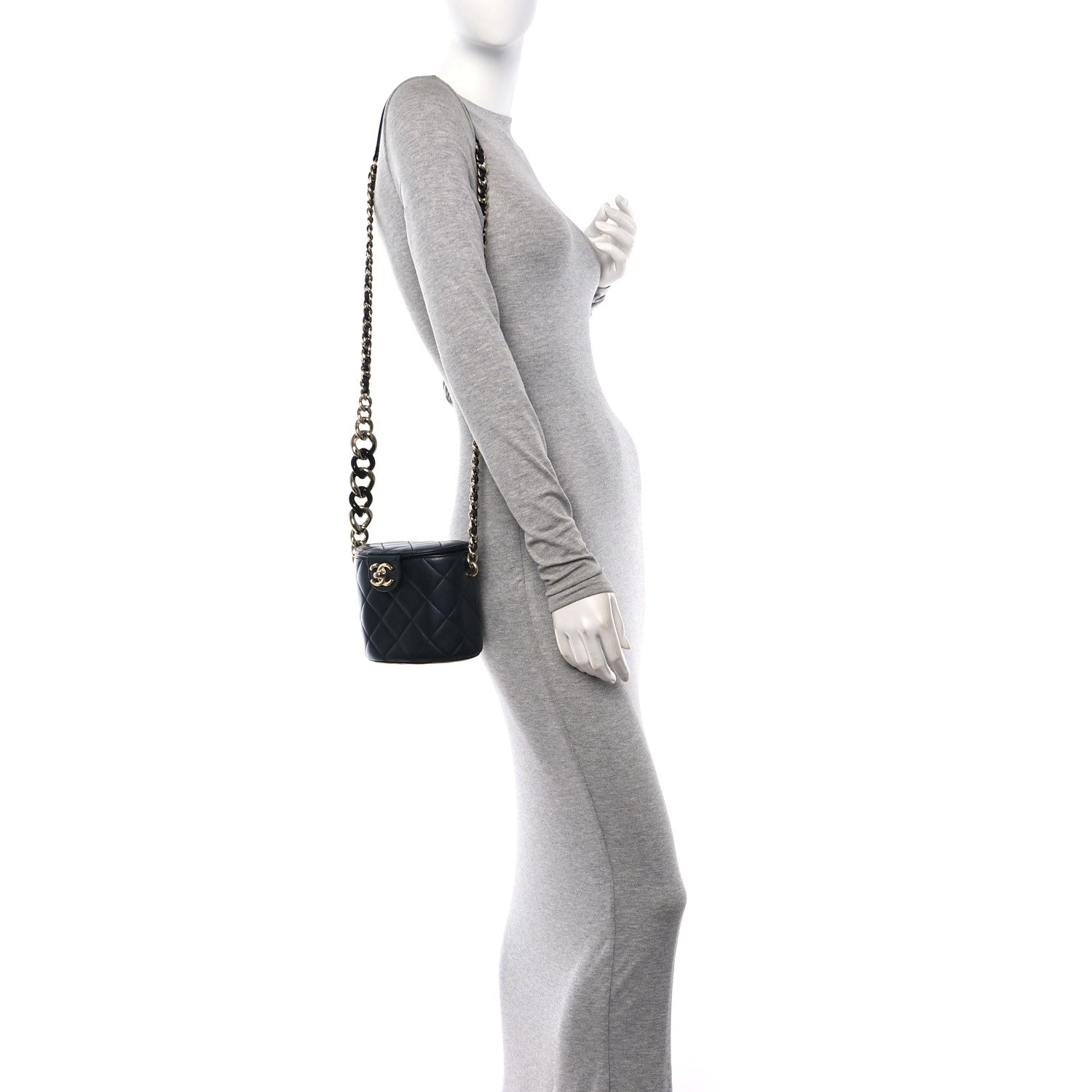Chanel Lambskin Resin Elegant Chain Vanity Case Black 3 of 10