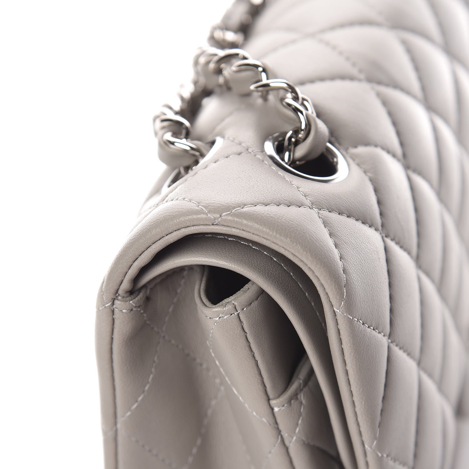 Chanel Lambskin Quilted Medium Double Flap Grey 15 of 21