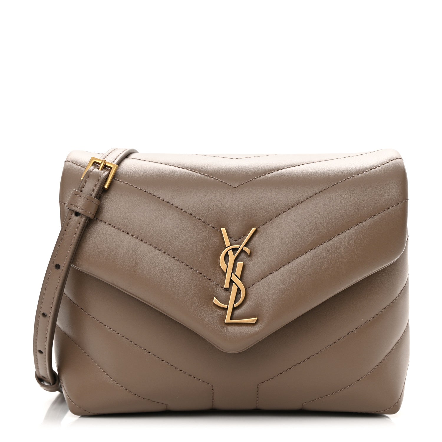 Saint Laurent Calfskin Y Quilted Monogram Toy Loulou Crossbody Bag Taupe 1 of 12