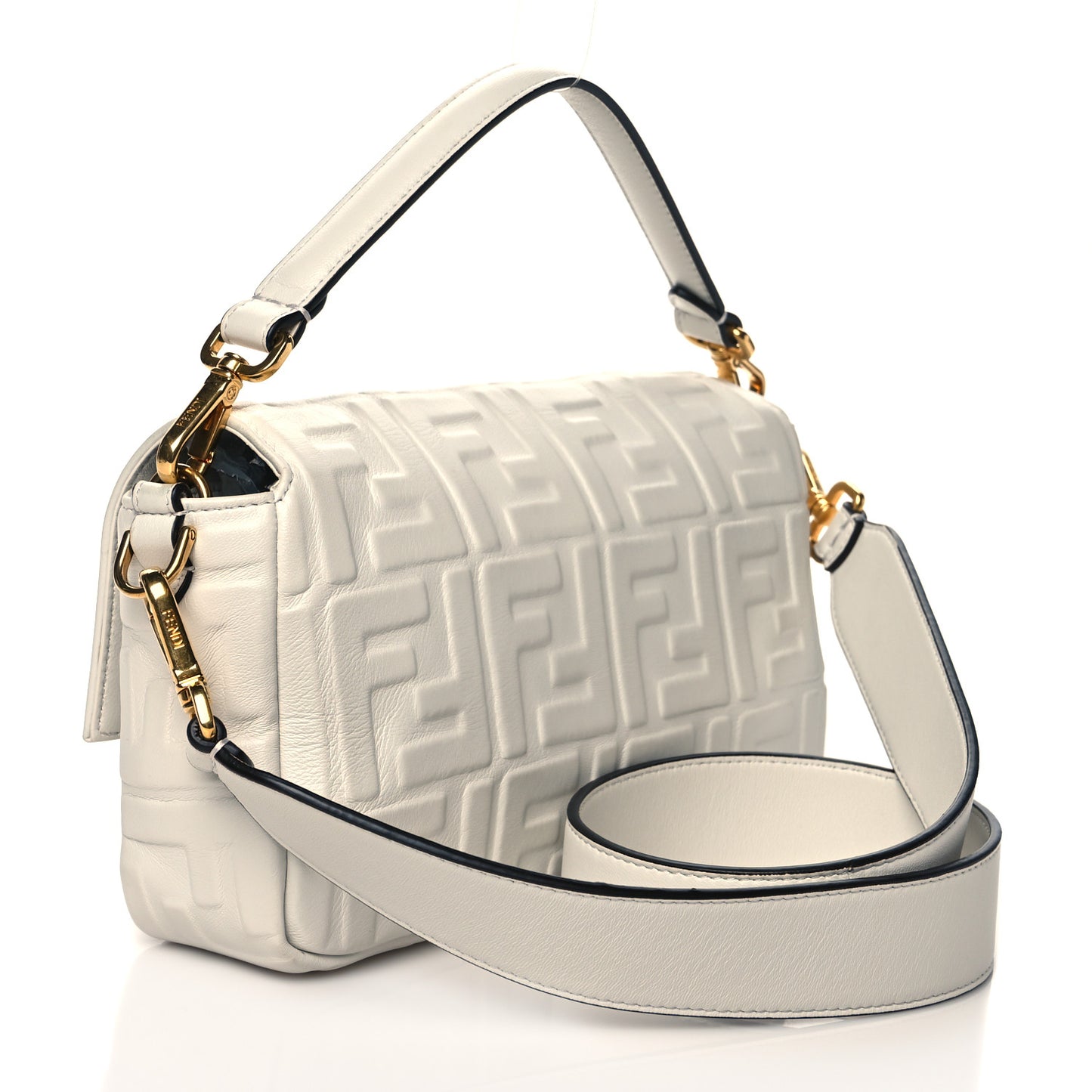 Nappa FF 1974 Embossed Baguette White