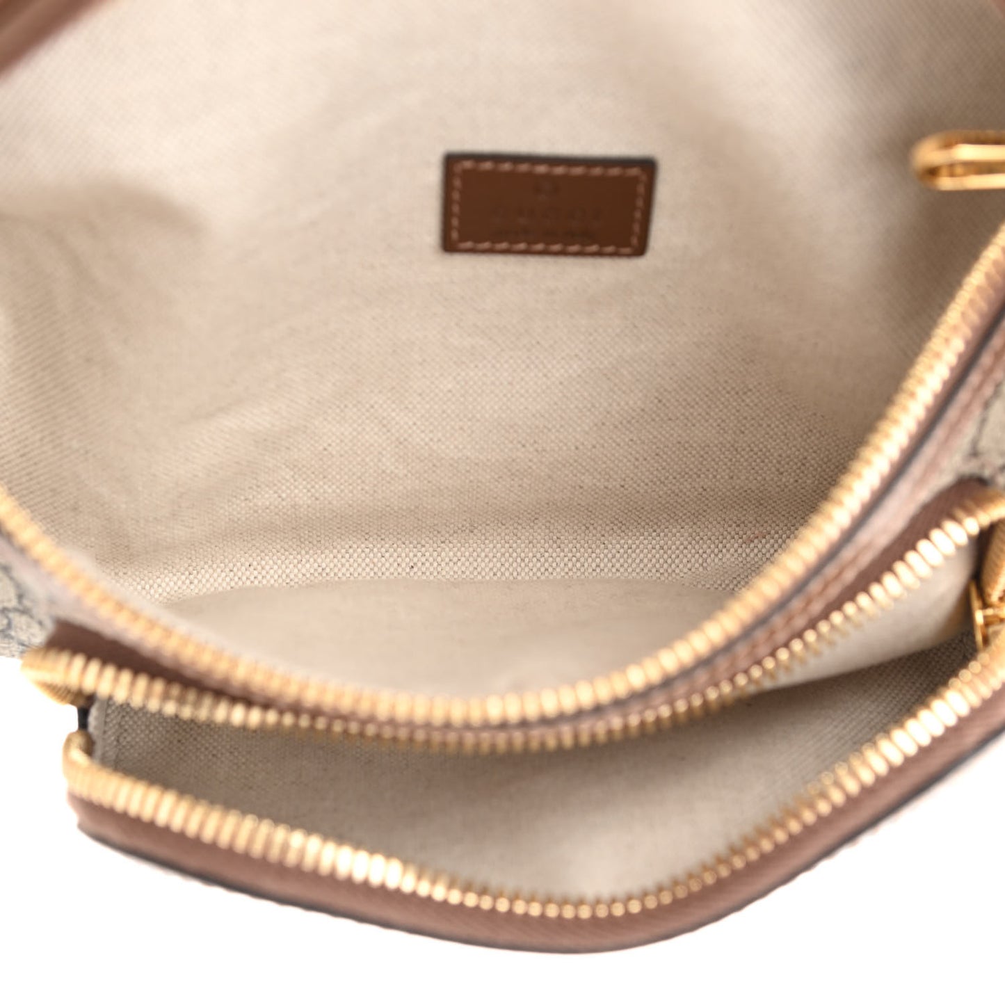 GG Supreme Monogram Textured Calfskin Retro Interlocking G Belt Bag Beige Ebony Brown Sugar