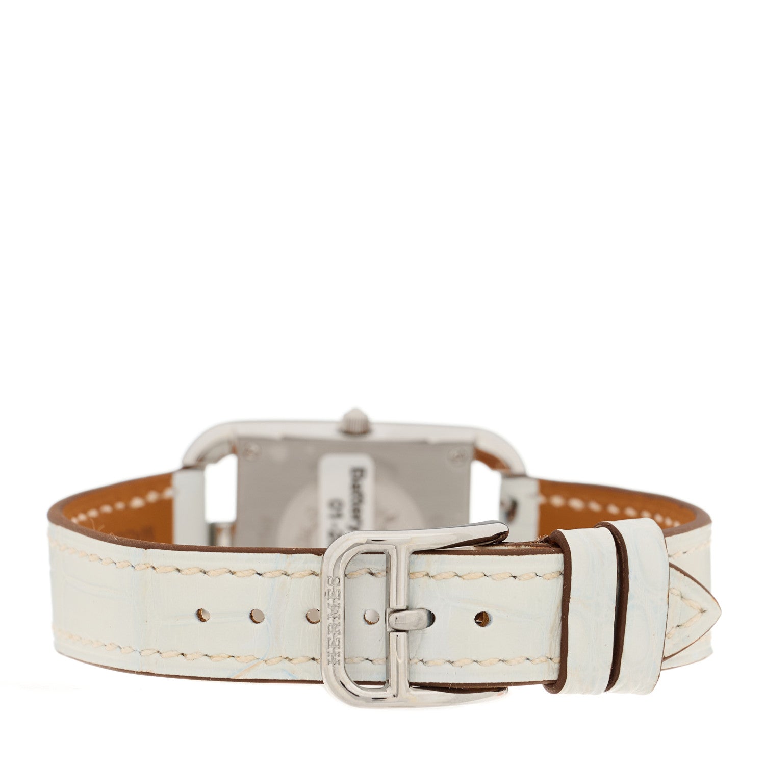 Hermes Stainless Steel Alligator Diamond Bezel Mother of Pearl 23mm Cape Cod Quartz Watch Blanc 3 of 5
