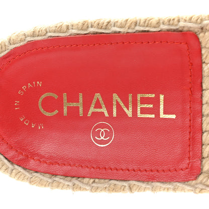 Chanel Lambskin Quilted CC Espadrille Slip On Sandals 39 Red 9 of 11