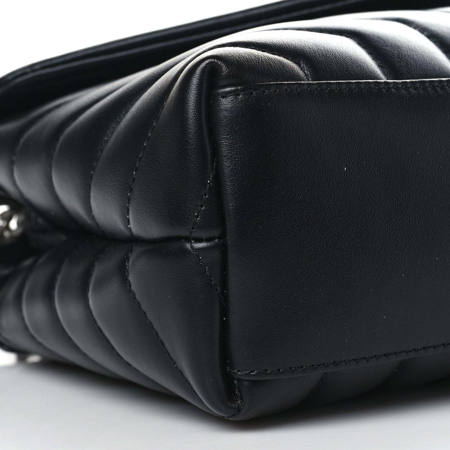 Calfskin Y Quilted Monogram Small Loulou Chain Satchel Black