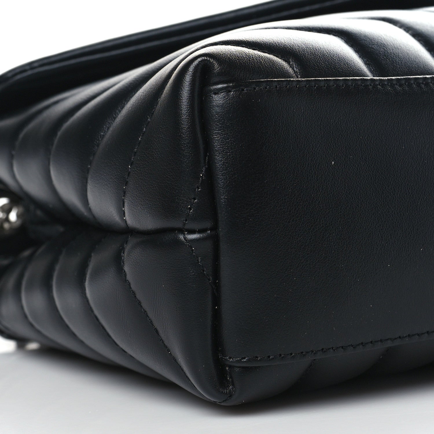 Saint Laurent Calfskin Y Quilted Monogram Small Loulou Chain Satchel Black 9 of 10