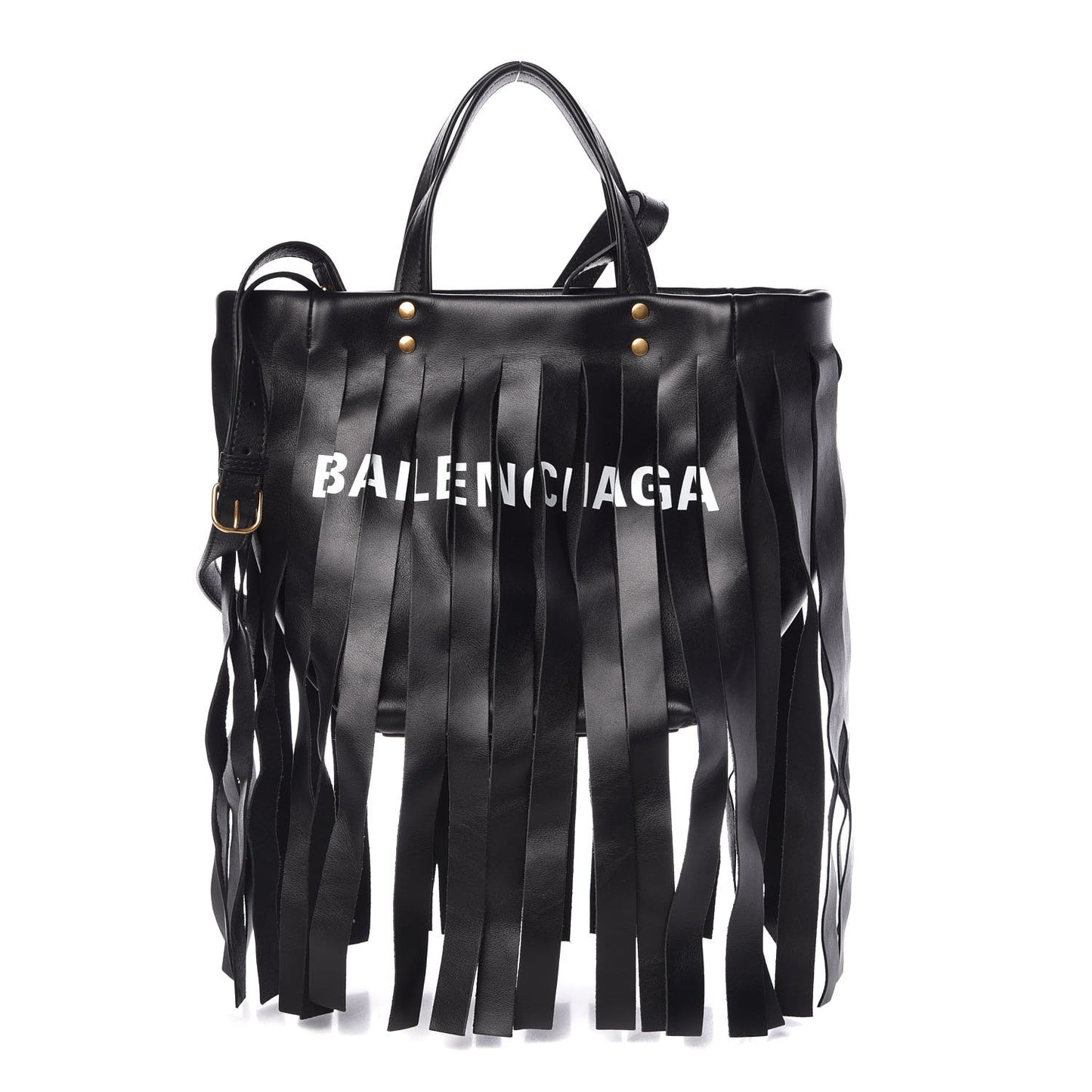 Calfskin XS Fringe Laundry Cabas Black