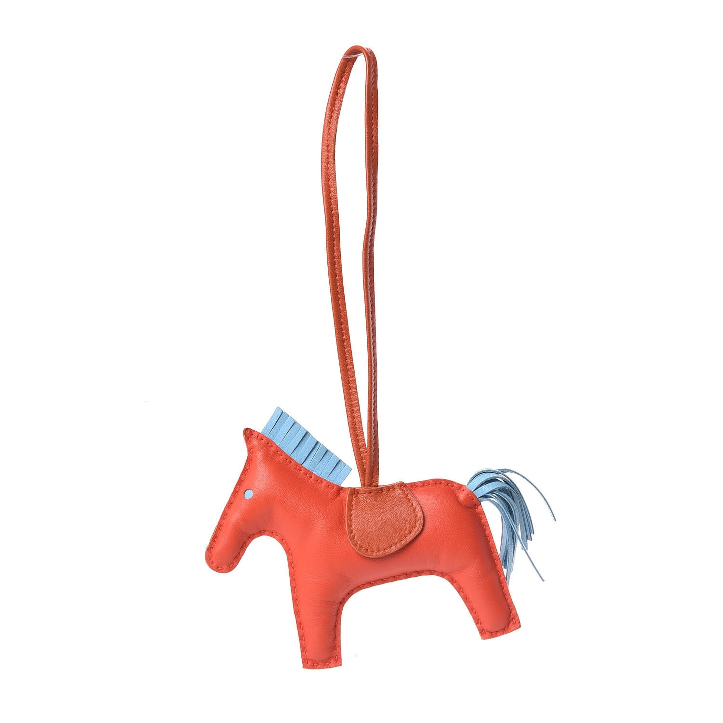 Milo Lambskin Grigri Rodeo Horse Bag Charm MM Capucine Celeste Cornaline