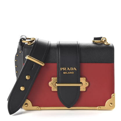 Prada City Calfskin Saffiano Cahier Bag Fuoco Black 1 of 9