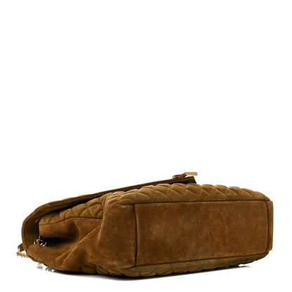 Saint Laurent Suede Mixed Matelasse Tri-Quilt Large Monogram Envelope Satchel Brown 4 of 25