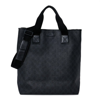 Gucci GG Supreme Monogram Web Handle Vertical Tote Black Grey 1 of 11