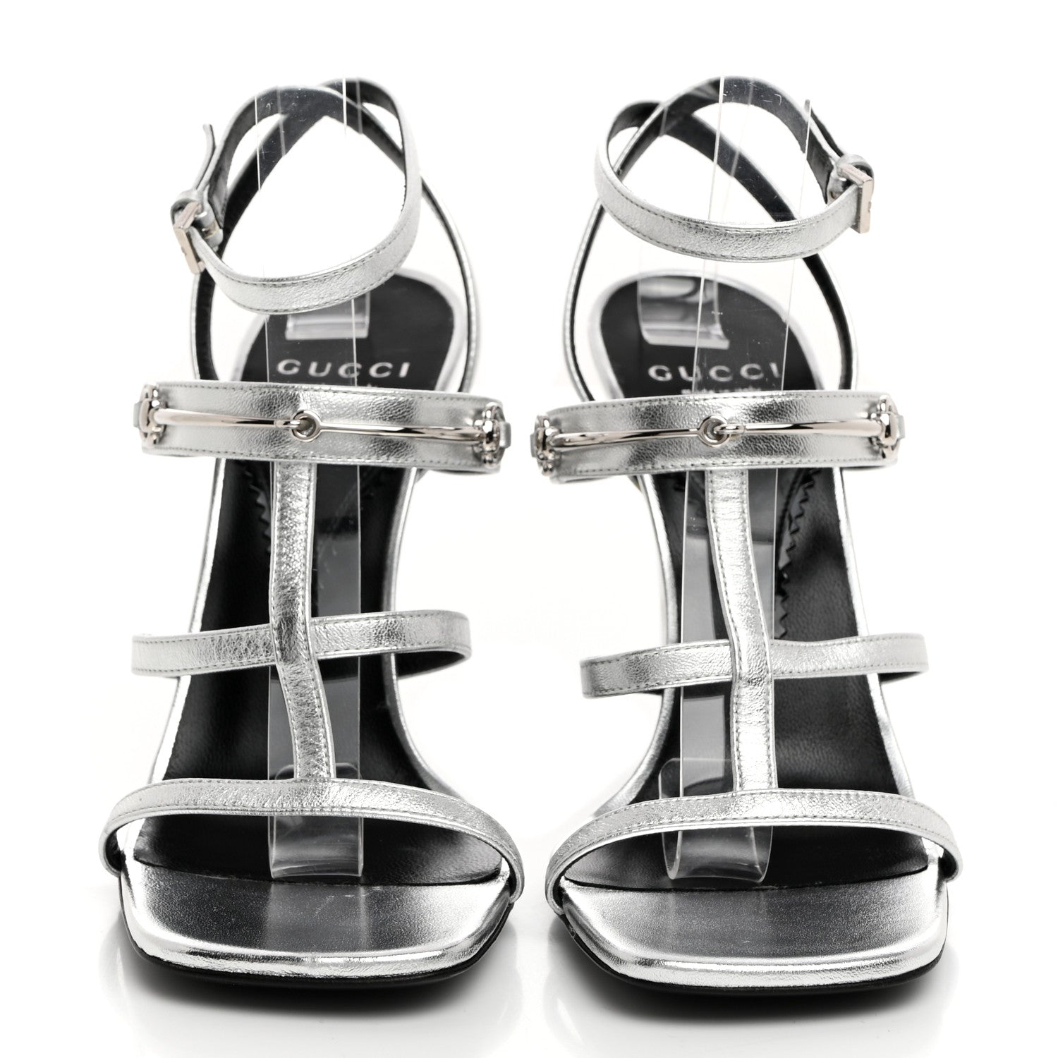 Gucci Nappa Silk High Heel Sandals 37.5 Argento 2 of 8