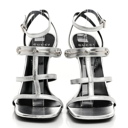 Gucci Nappa Silk High Heel Sandals 37.5 Argento 2 of 8