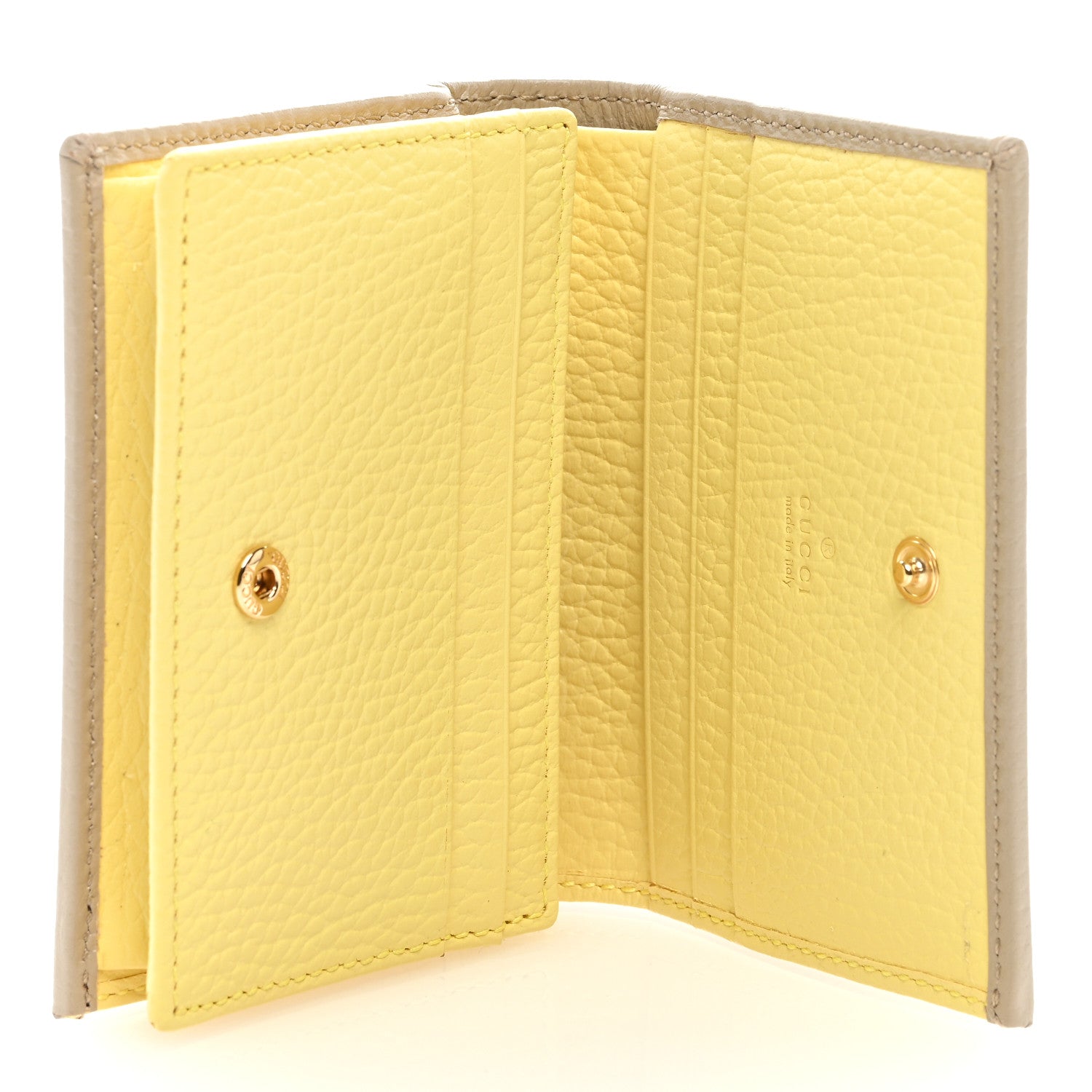 Gucci Dollar Calfskin Bi-Color GG Marmont Card Case Oatmeal Banana 5 of 6