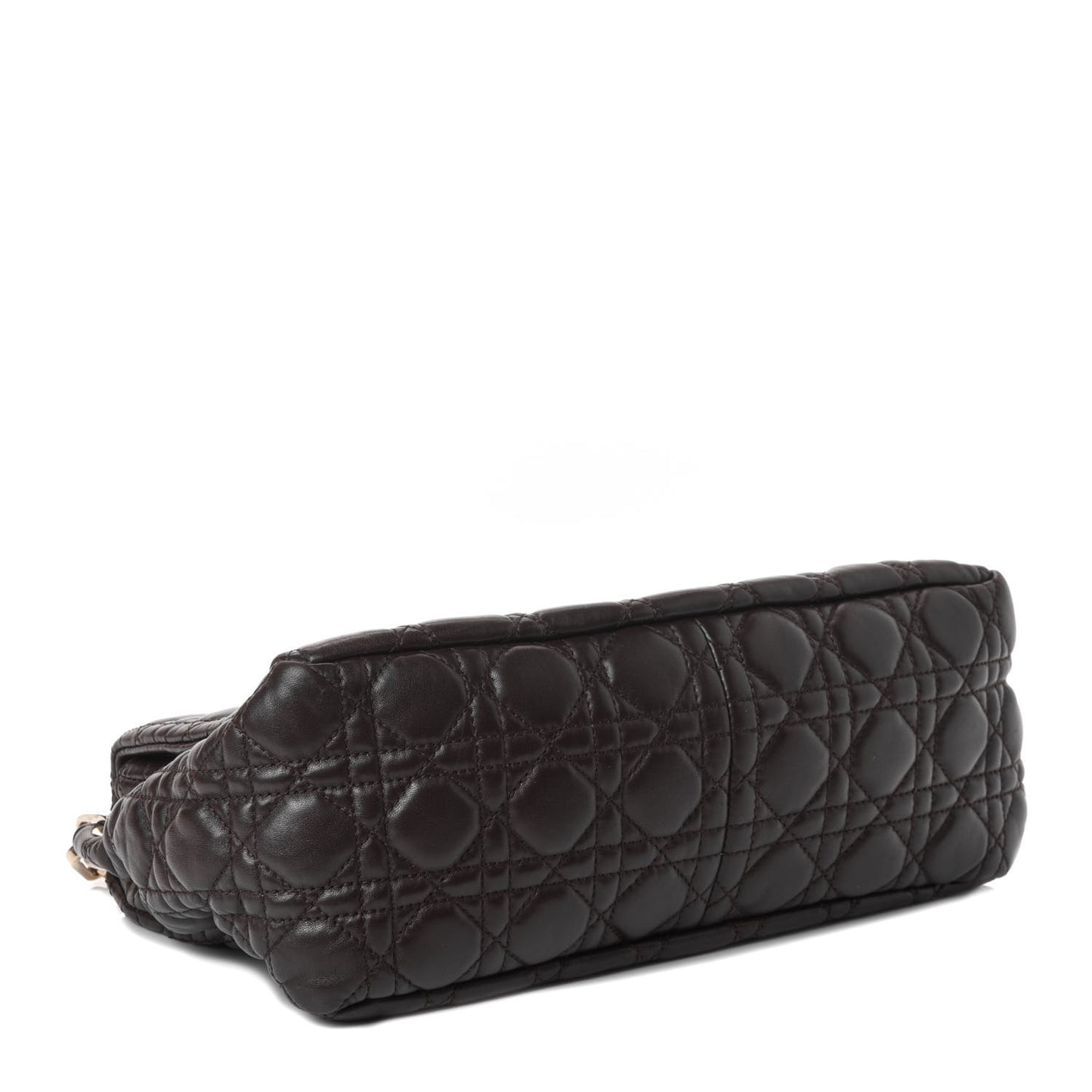 Lambskin Cannage Large New Lock Flap Bag Brown