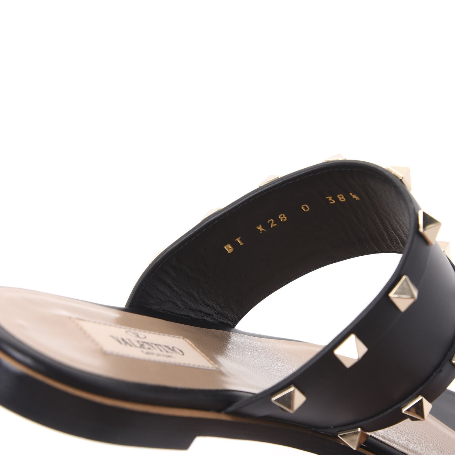 Valentino Garavani Nappa Rockstud Flat Sandals 38.5 Black 8 of 9
