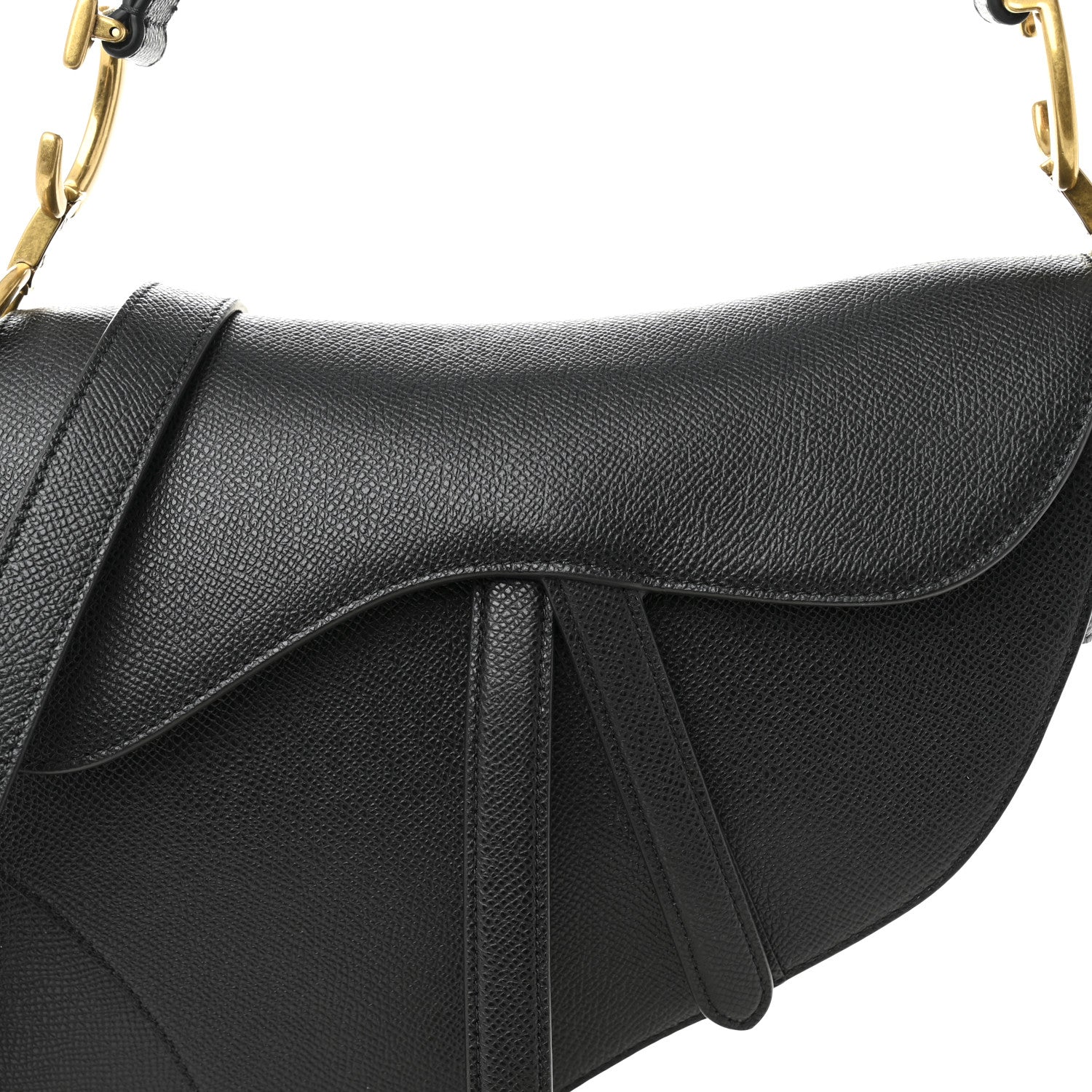 Christian Dior Grained Calfskin Saddle Bag With Strap Black 8 of 11