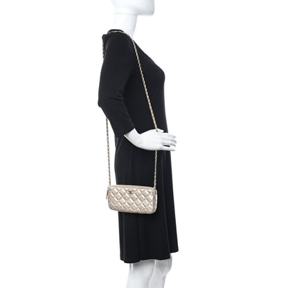 Chanel Metallic Lambskin Quilted Small Clutch With Chain Gold 2 of 11
