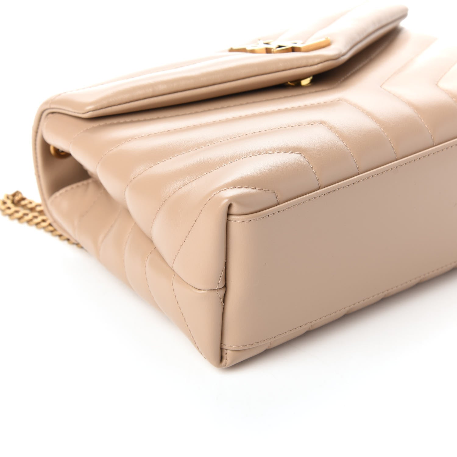 Saint Laurent Calfskin Y Quilted Monogram Small Loulou Chain Satchel Dark Beige 7 of 9