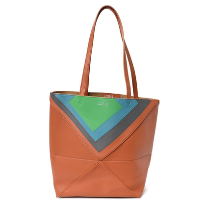 Loewe x Albers Calfskin Medium Puzzle Fold Tote Caramel Bright Green 1 of 10