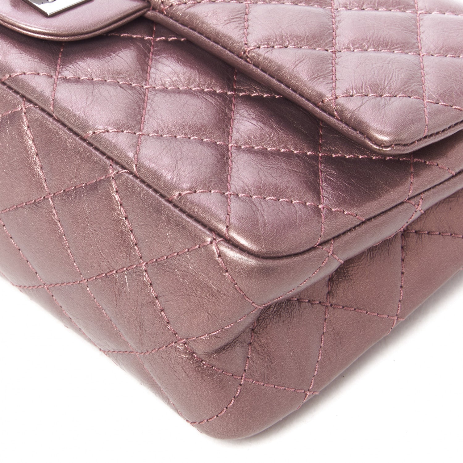 Chanel Metallic Aged Calfskin Quilted 2.55 Reissue 225 Flap Rose Fonce 7 of 9