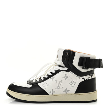 Louis Vuitton Calfskin Monogram Rivoli Mens High Top Sneakers 6 Black 1 of 8